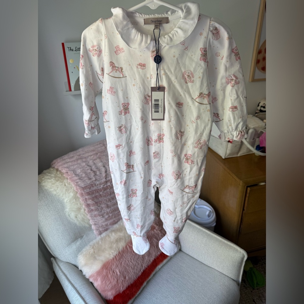 Fleurisse onesie pajama set with matching headband